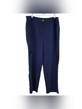 Chico's Fine Twill Roll Snap Convertible Cargo Pants in Deep Navy NWT